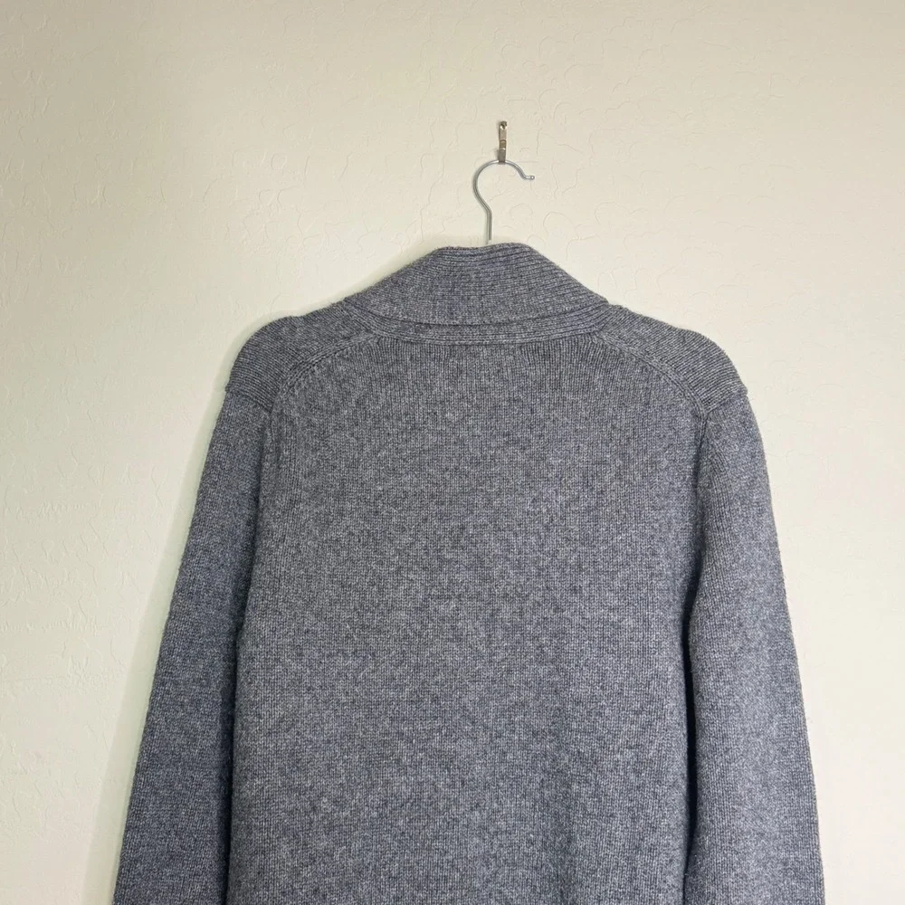 Banana Republic Mens Cotton Blend Cardigan M Grey Shawl Collar Preppy Academia
